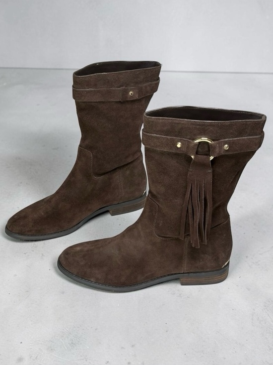 Michael Kors Shoes - Michael Kors Rhea Brown Suede Fringe Mid-Calf Bootie Boots 7.5M
